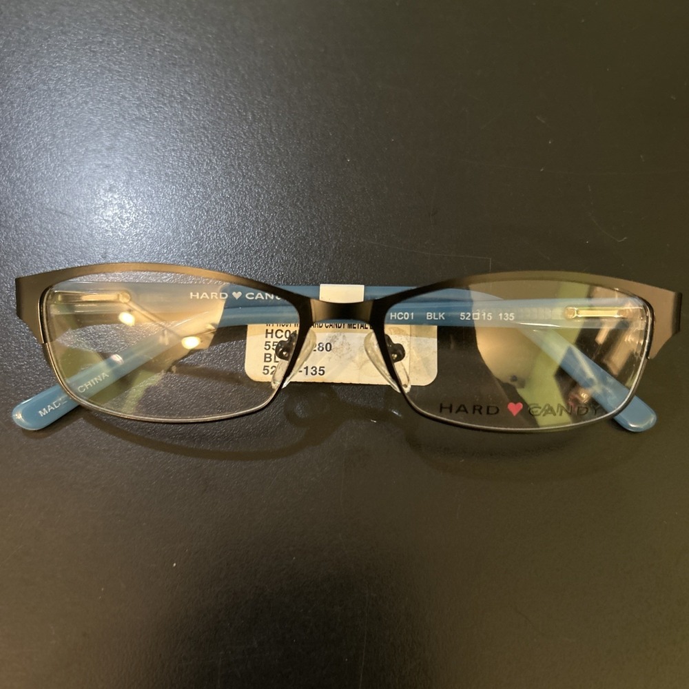 Hard Candy HC01 Black Teal Blue Eyeglasses  Frames 52-15-135 NWT Frames Only